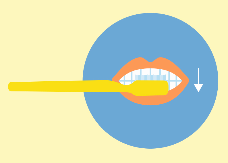 Forma de cepillar dientes de arriba