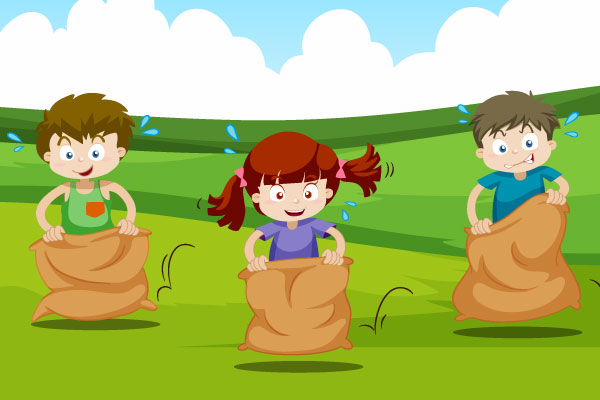 Niños saltando a la bolsa