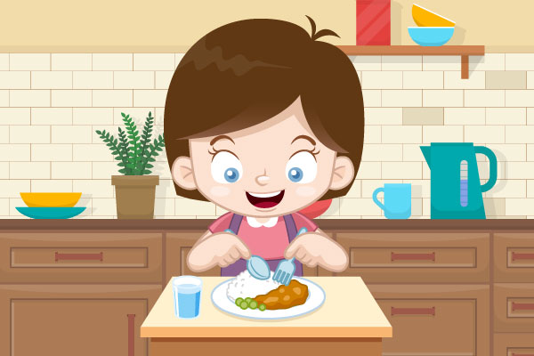 Niña comiendo saludable