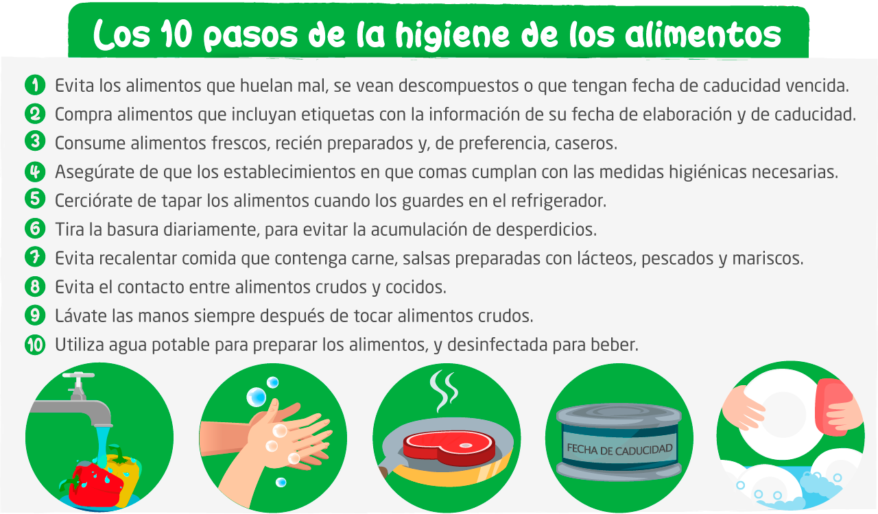 10 pasos de la higiene de los alimentos