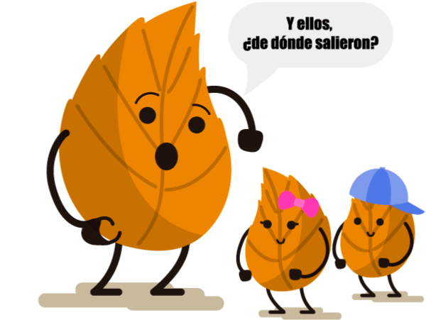 Personaje hoja con hijos pregunta: ¿ellos de dónde salieron?