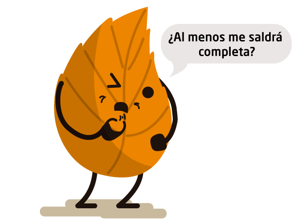 Personaje hoja: ¿al menos me saldrá completa? (Se refiere a la barba)