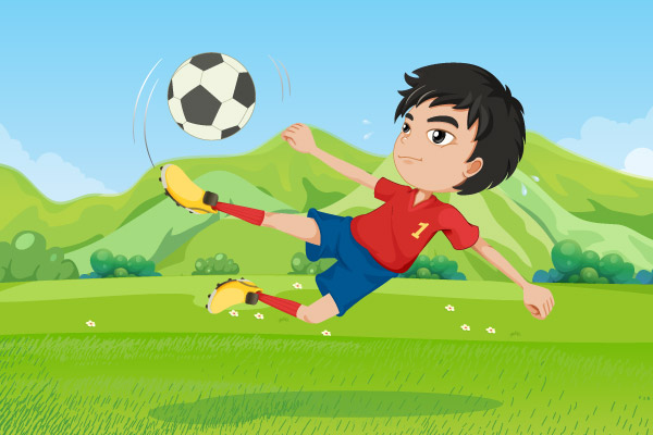 Niño jugando fútbol