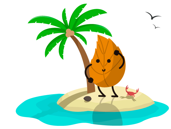 Personaje Hoja naufrago en una isla