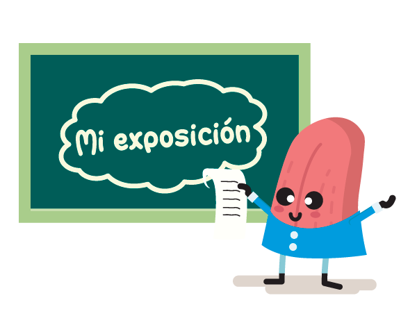 Personaje lengua exponiendo en pizarra