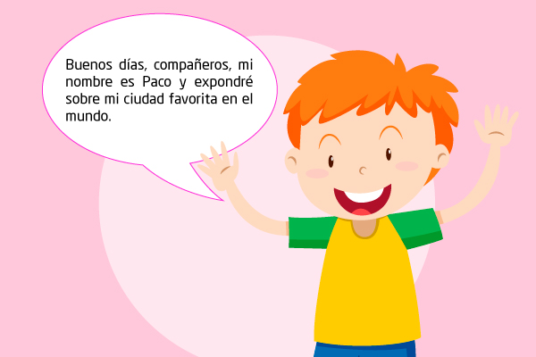 Niño exponiendo