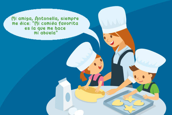 Familia Cocinar Preparar Pan Galletas postre Mamá hija Hijo Conversación