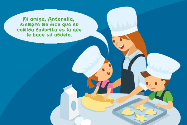 Familia Cocinar Preparar Pan Galletas postre Mamá hija Hijo Conversación
