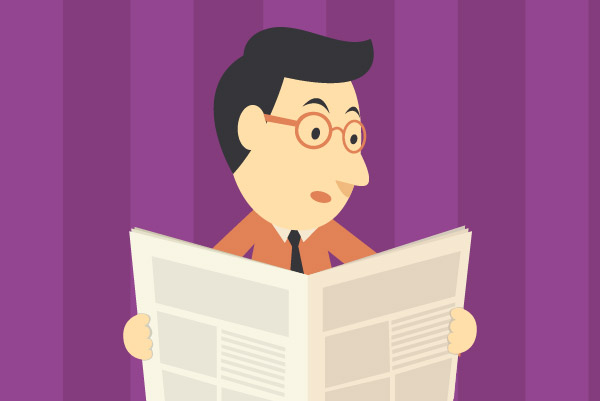 Hombre leyendo periódico.