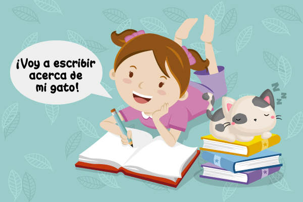 Niña escribiendo en su cuaderno