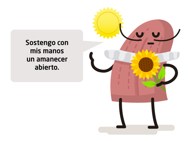 Personaje de lengua recitando poema