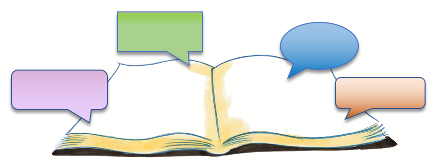 Libro con globos de texto