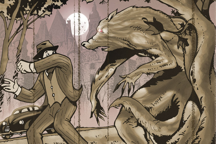 Hombre Lobo Noche Ataque Luna Llena Hombre Terror Susto Miedo Espanto