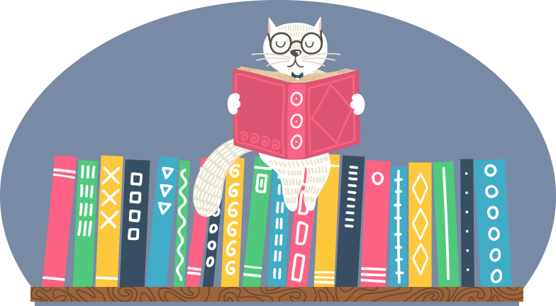 Leer Biblioteca Concentración Lectura Libros Gato