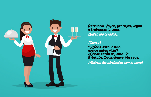 Mozos, servir, comida, cena, elegantes