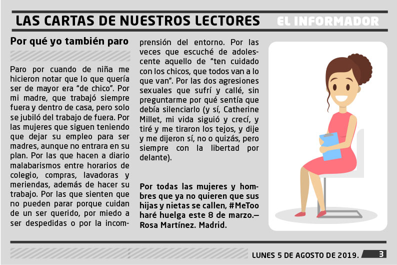 Ejemplo Texto Periodístico Carta del lector Igualdad de las mujeres