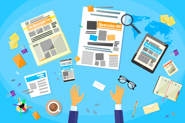 Noticias en papel y dispositivos electrónicos