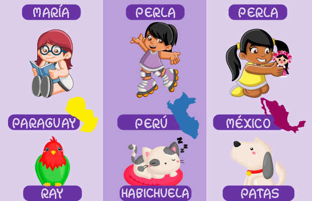 MARÍA PERLA SUSANA PARAGUAY PERÚ MÉXICO PÁJARO RAY GATO HABICHUELA PERRO PATAS