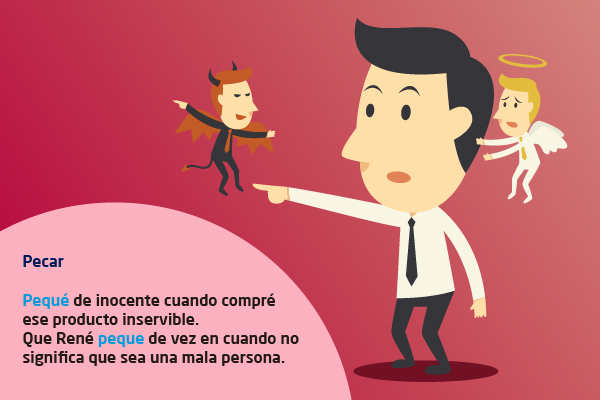 Verbo Pecar Conjugación Hombre Corbata Bueno Malo Diablo Ángel Conciencia
