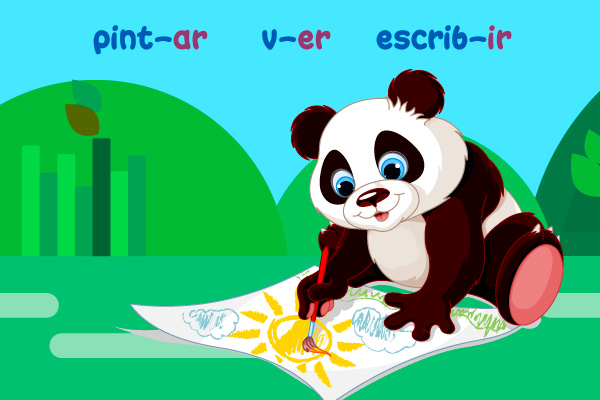 Panda. pintar, ver, escribir