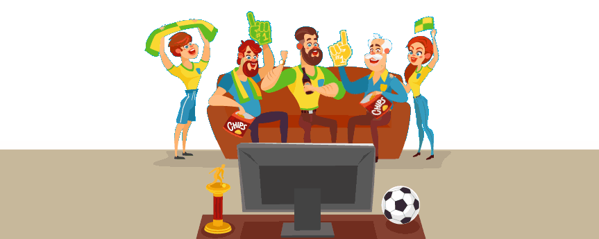 Familia Reunión Familiar Ver Partido Juego Fútbol Celebración Gol Televisión Pantalla Sofá 