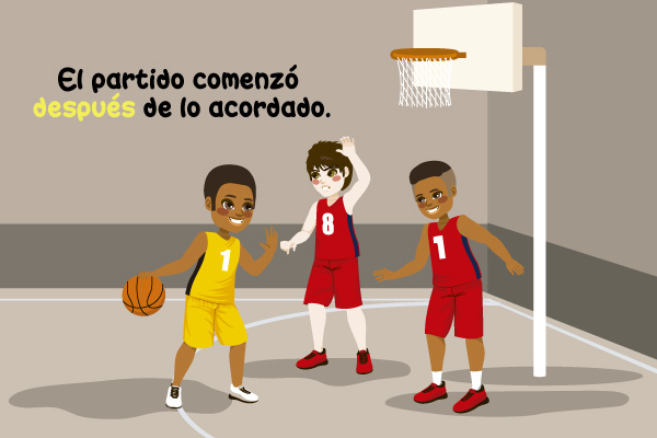 Juego Partido Basquetbol Balón Canasta Adverbio Tiempo Después
