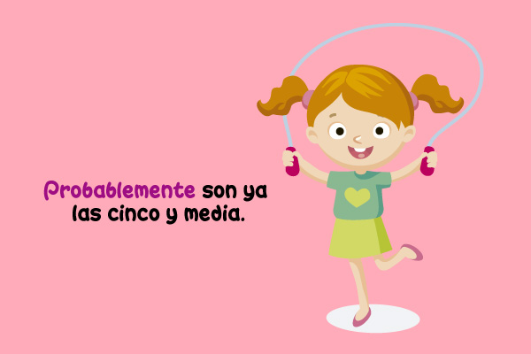 Niña saltar Cuerda Ejercicio Brincar Uso Adverbio