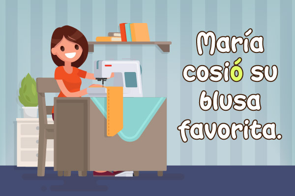 Mujer Coser Maquina Costura Trabajar Conjugación Verbos Terminación Er