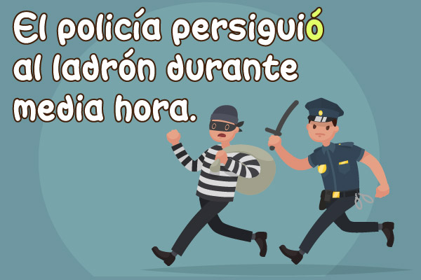 Policiá Ladrón Perseguir Conjugación Verbos Terminación Ir