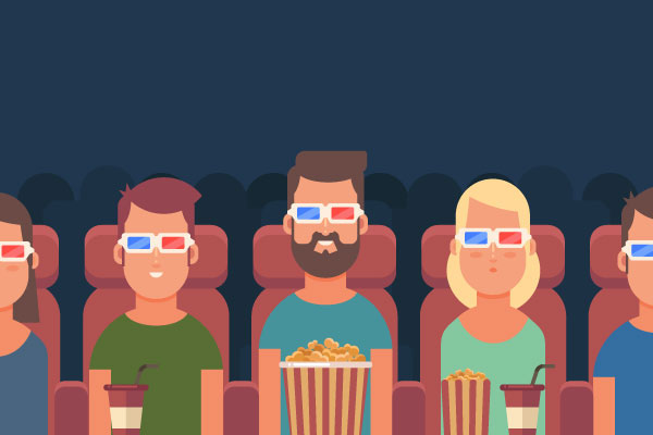 Cine Espectadores Película Ver Lentes 3D Palomitas Soda Butacas