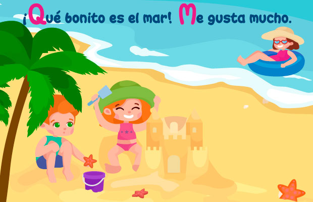 Niños juegan en el mar. ¡Qué bonito es el mar! Me gusta mucho.