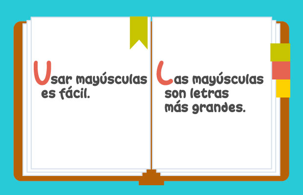 Libro abierto uso de mayúsculas