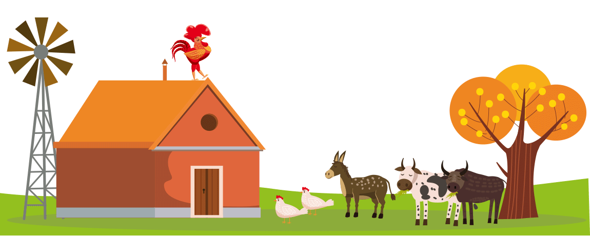 ANIMALES EN LA GRANJA GALLO SALUDA Y PREGUNTA: ¡BUENOS DÍAS! ¿DURMIERON BIEN?