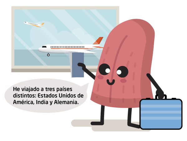 Personaje Lengua: He viajado a tres países distintos: Estados Unidos de América, India y Alemania