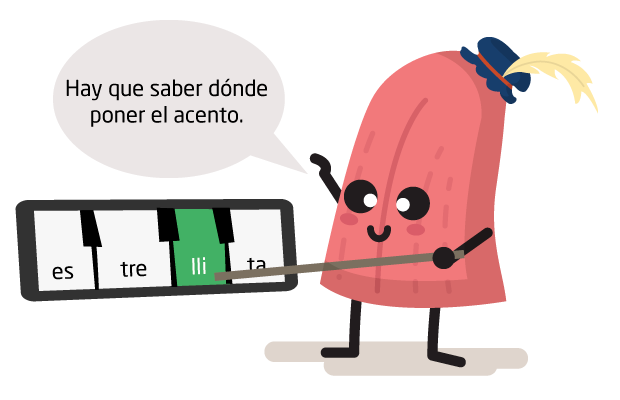 Personaje Lengua: hay que saber dónde poner el acento. es-tre-lli-ta