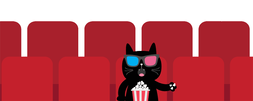 Gato en el cine, con lentes de 3D y comiendo pop: "¿Eso dijo?"