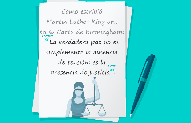 Hoja con texto e imagen de cita de Martin Luther King Jr.
