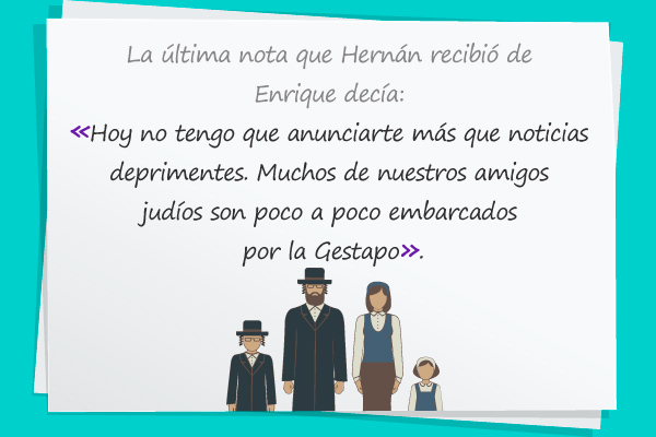 Hoja con texto e imagen de la última nota que Hernán recibió de Enrique