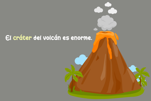 Volcán, cráter, humo, erupción