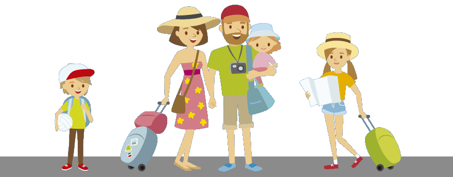 Familia Padres Hijos Papá Mamá Niñas Niño Maletas Vacaciones Familia Padres Hijos Papá Mamá Niñas Niño Maletas Vacaciones