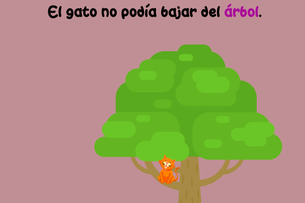 Gato Árbol Subir Bajar Arriba Abajo Palabras Graves