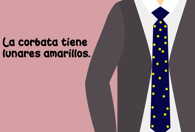 La corbata tiene lunares Amarillos