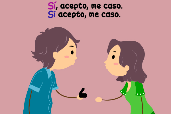 Novios Anillo Compromiso Proponer Matrimonio Entregar Regalar Acento Diacrítico