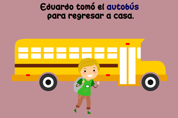 Niño Ir Escuela Colegio Tomar Bus Regresar Casa Palabras Agudas 