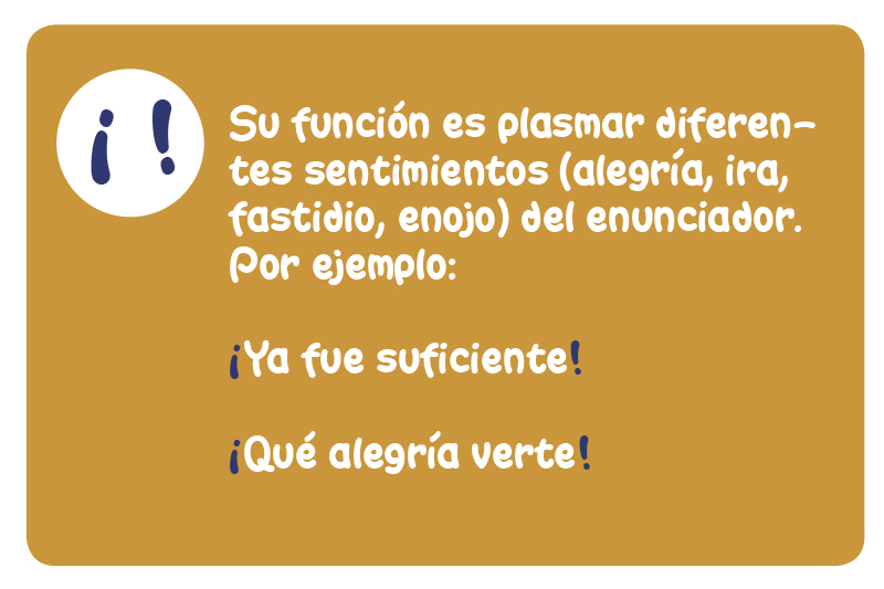 Ejemplo, uso de signos de exclamación