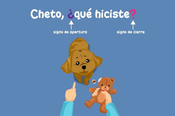 Signos de interrogación (apertura y cierre) Cheto, ¿qué hiciste?