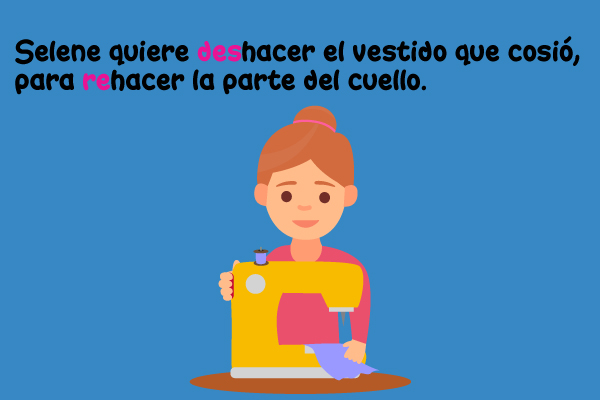Prefijo Antes Anterior Palabra Mujer Coser Maquina Costura Consturera