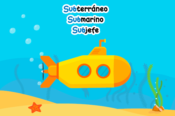 Submarino, mar, océano, profundo, prefijos