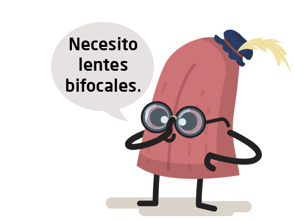 Personaje Lengua: necesito lentes bifocales