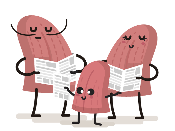 Personajes Lenguas leyendo el periódico informándose